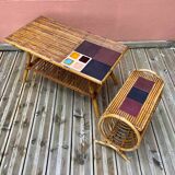Rattan coffee table and magazine rack