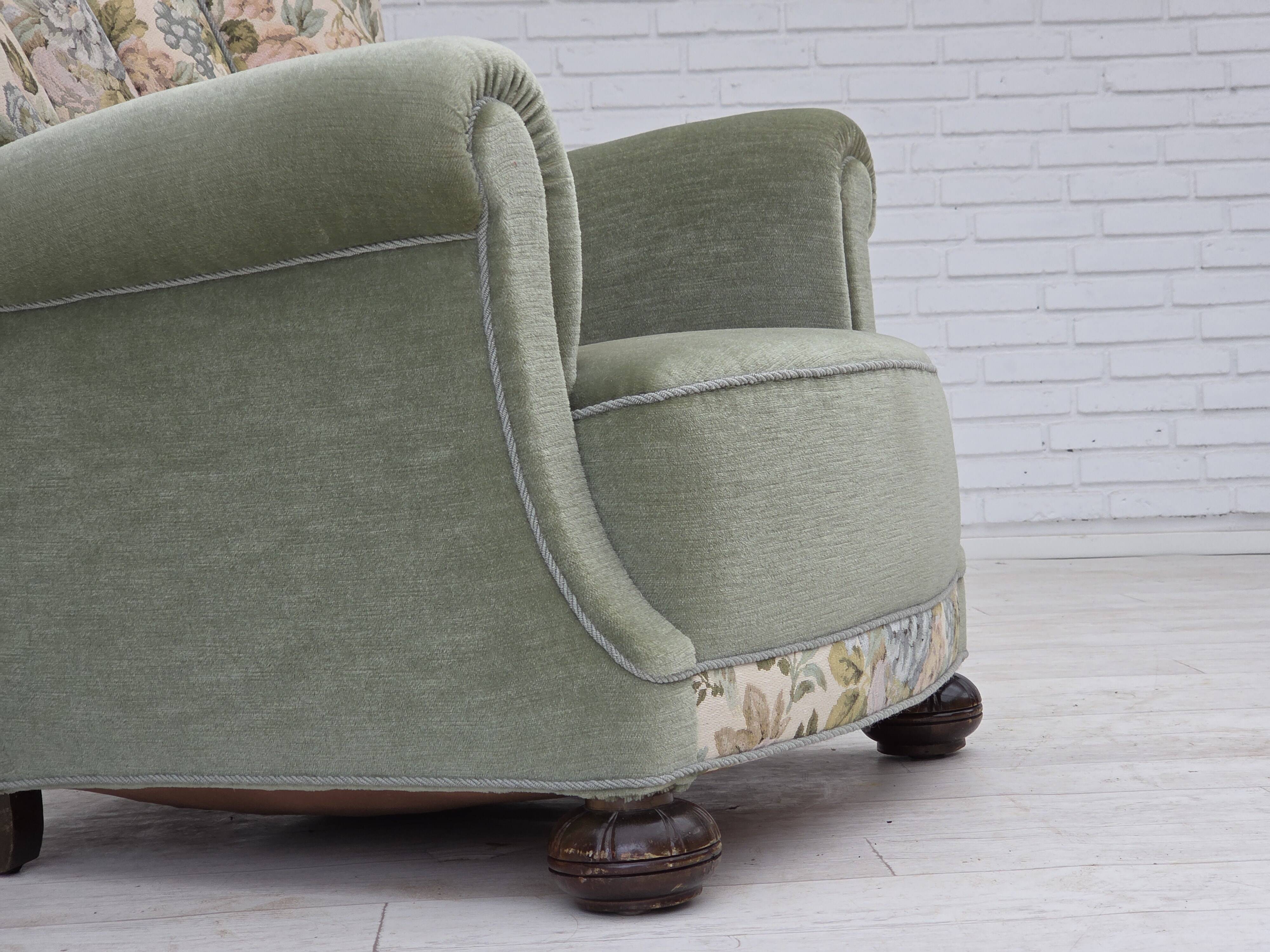 1970s, Danish relax armchair, green furniture velour, original condition.