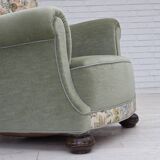 1970s, Danish relax armchair, green furniture velour, original condition.