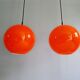 Vintage orange opaline glass pendant light (4 available), 1970s