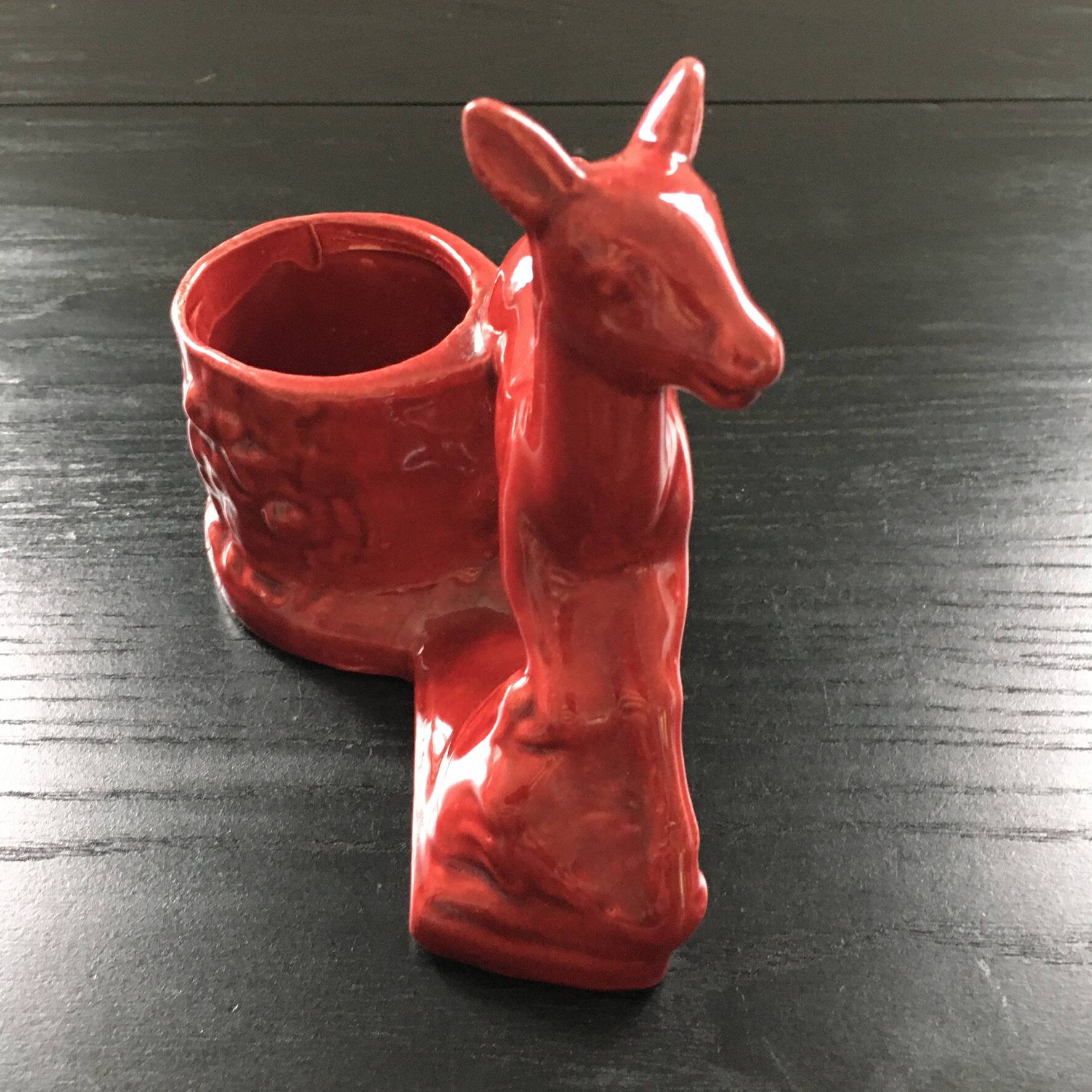 Red doe candle holder