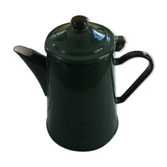 Cafetière en tôle émaillée verte