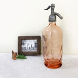 Old twisted pink glass siphon