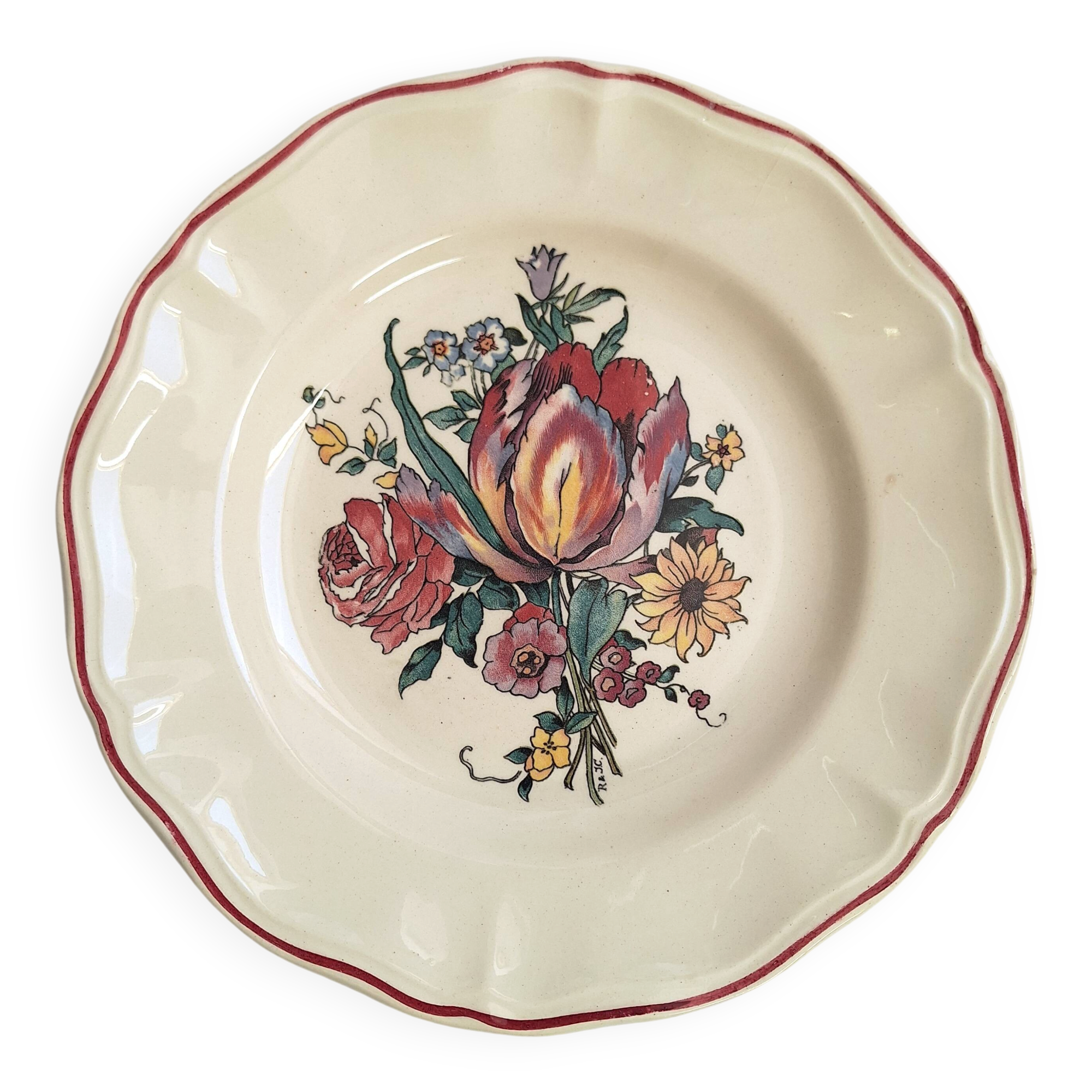 Plat sur pied / Compotier Digoin Sarreguemines Modèle Loraine