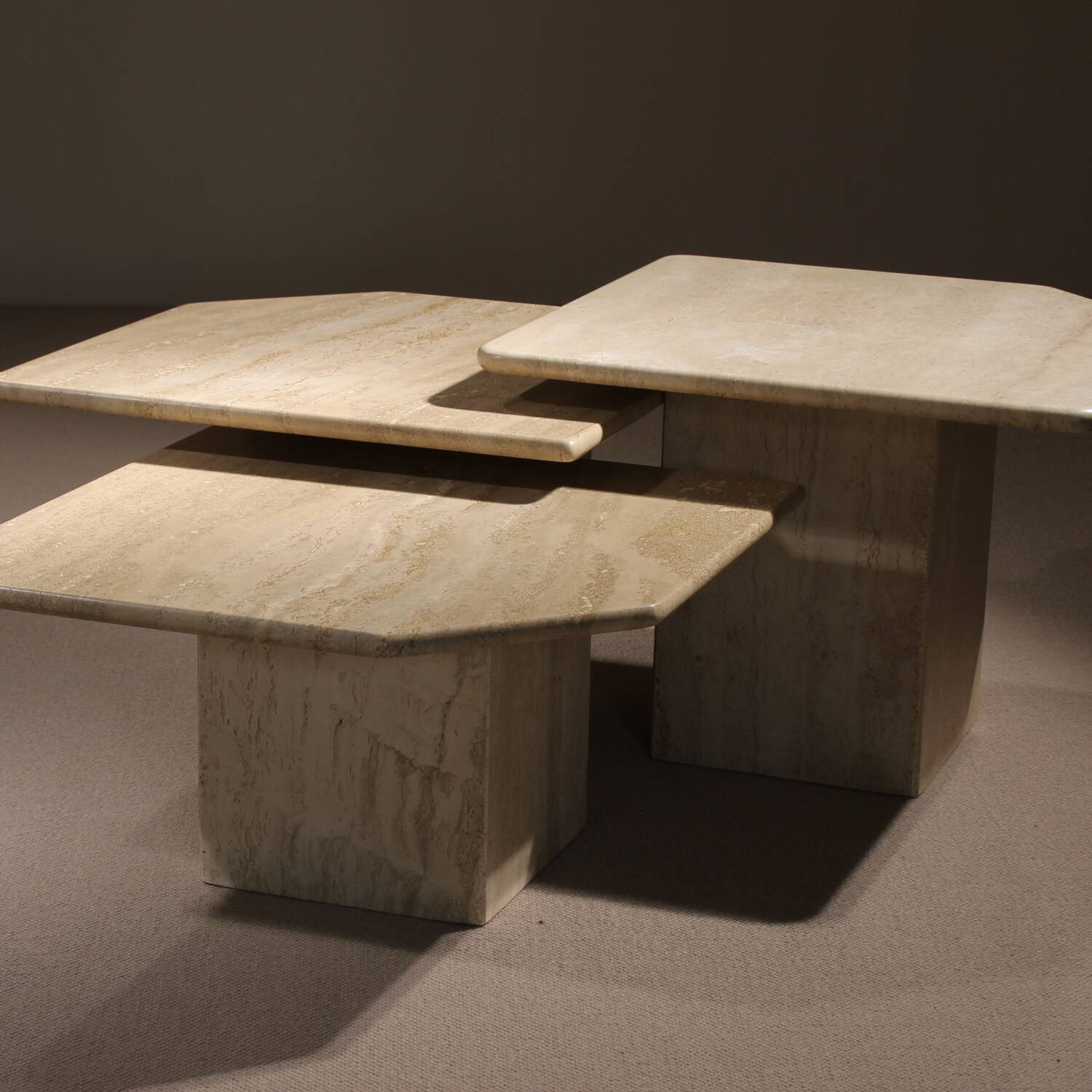 Nesting Table Set in Travertine | Italy 1970s