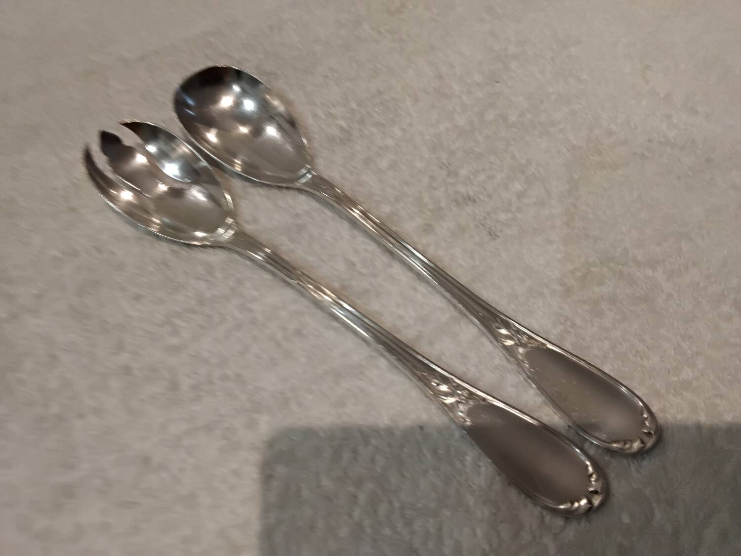 2-piece silver-plated salad serving set, Ercuis Lauriers goldsmith