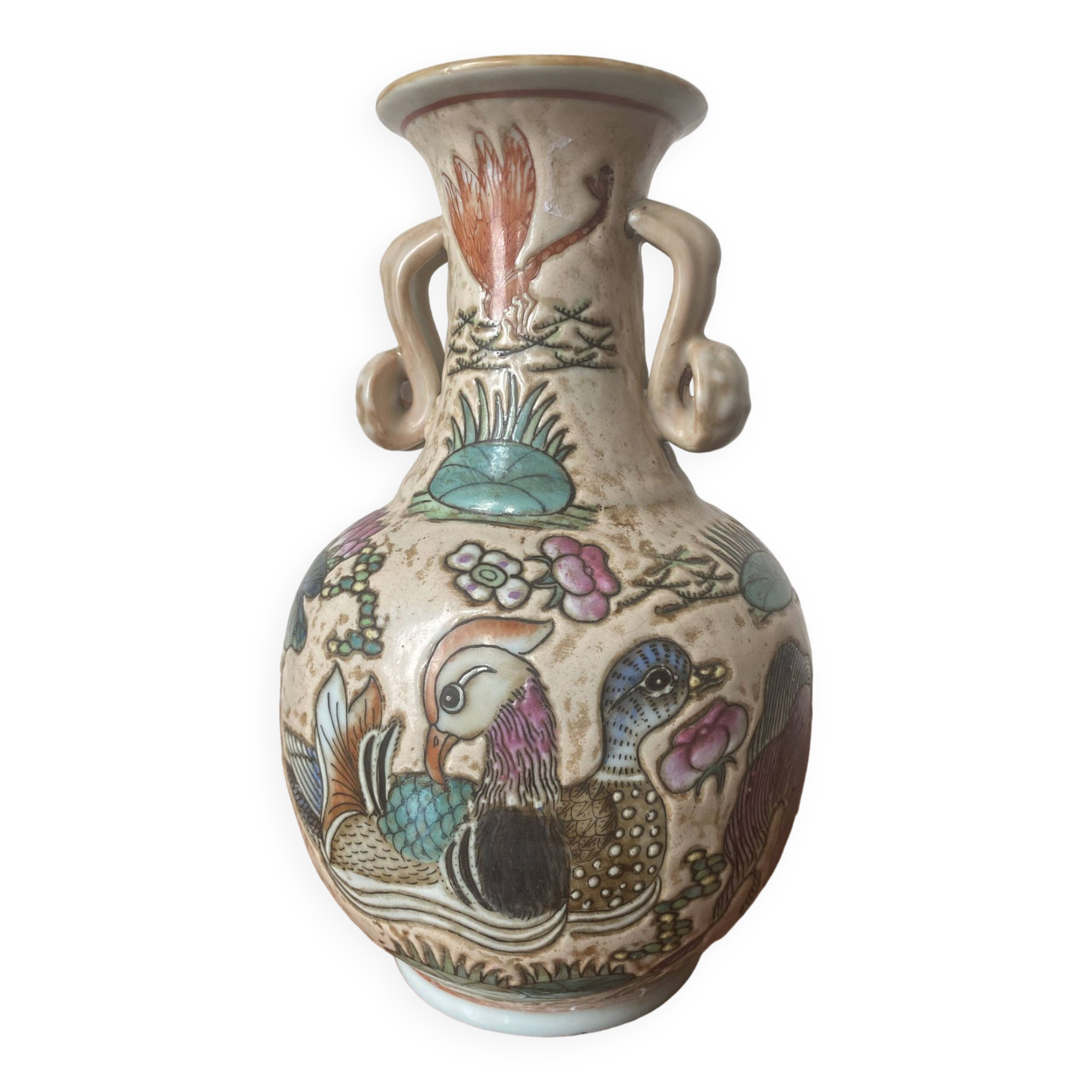Chinese vase with ducks and goldfish