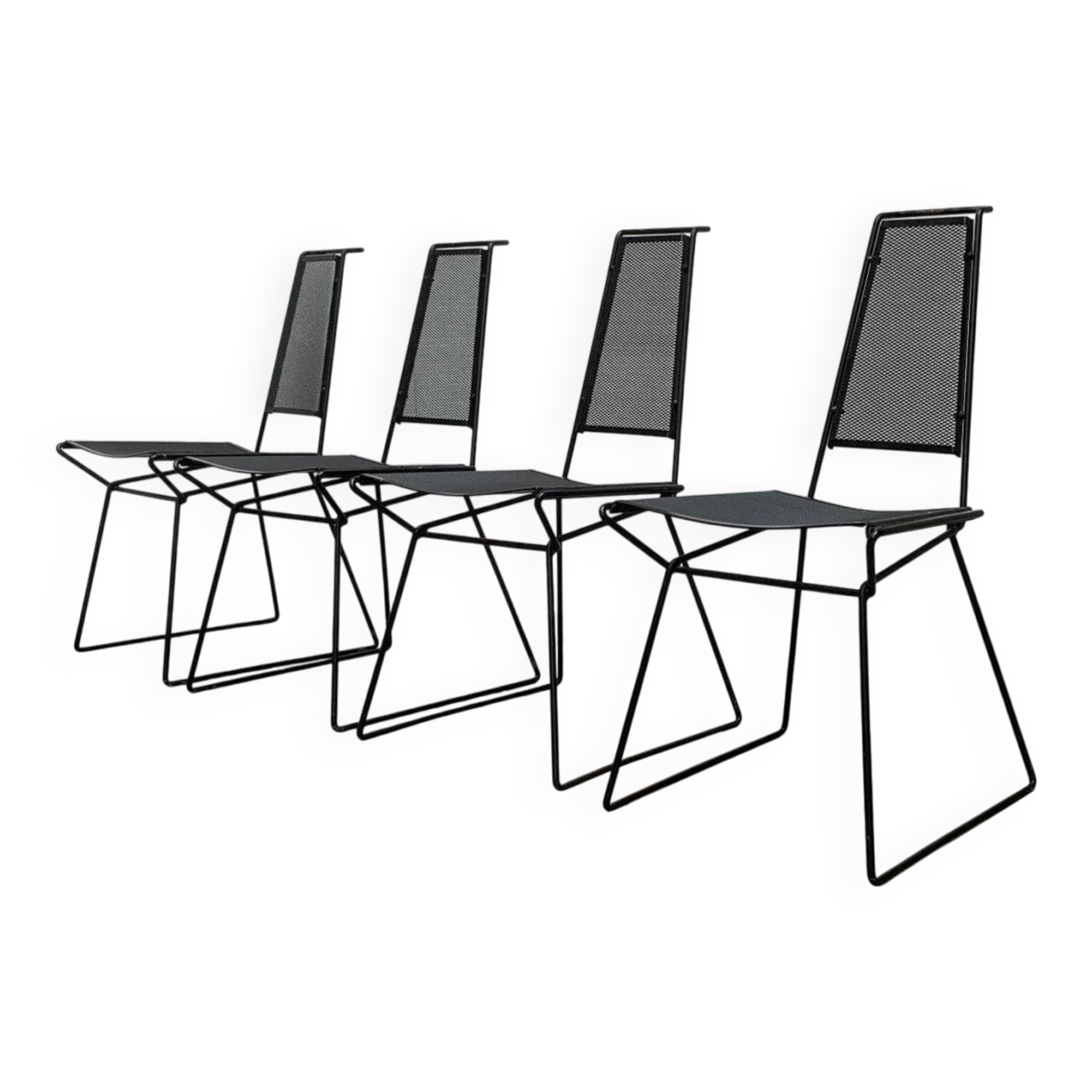 Set of vintage postmodern metal accent chairs by Rolf Rahmlow, 1980s.