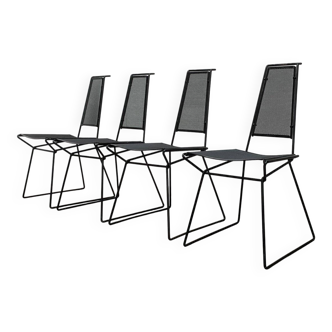 Set of vintage postmodern metal accent chairs by Rolf Rahmlow, 1980s.