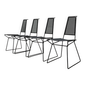 Set of vintage postmodern metal accent chairs by Rolf Rahmlow, 1980s.