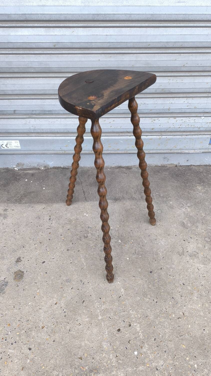 1950s Beaded Wooden Tripod Stool