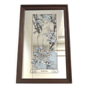 Winter mirror 70s Art Nouveau style after Alfons Mucha