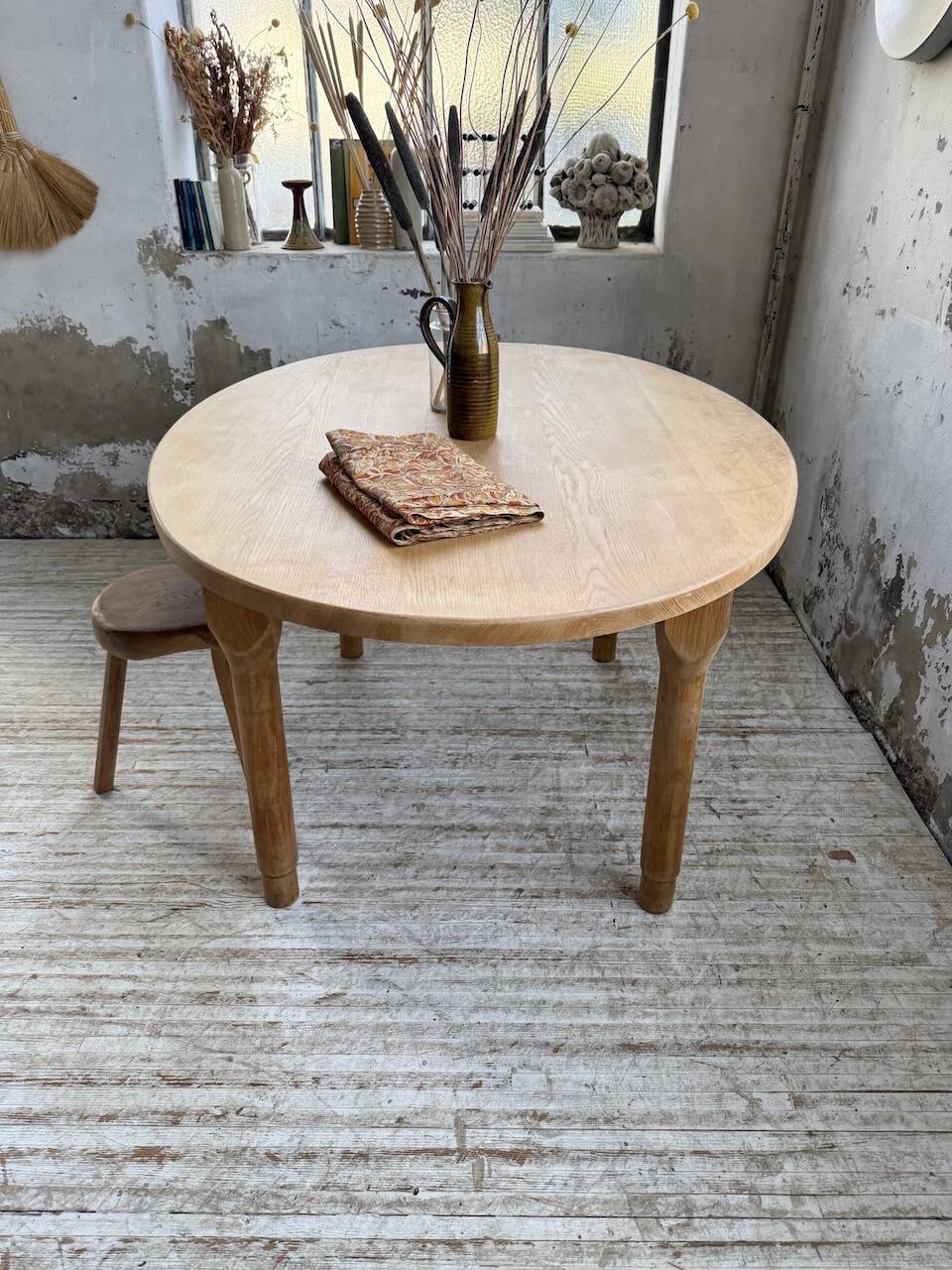 Oval farmhouse table oak 1960