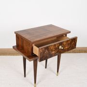 Vintage bedside table from the 50s in lacquered wood and mahogany.