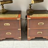 Pair of English military campaign bedside tables