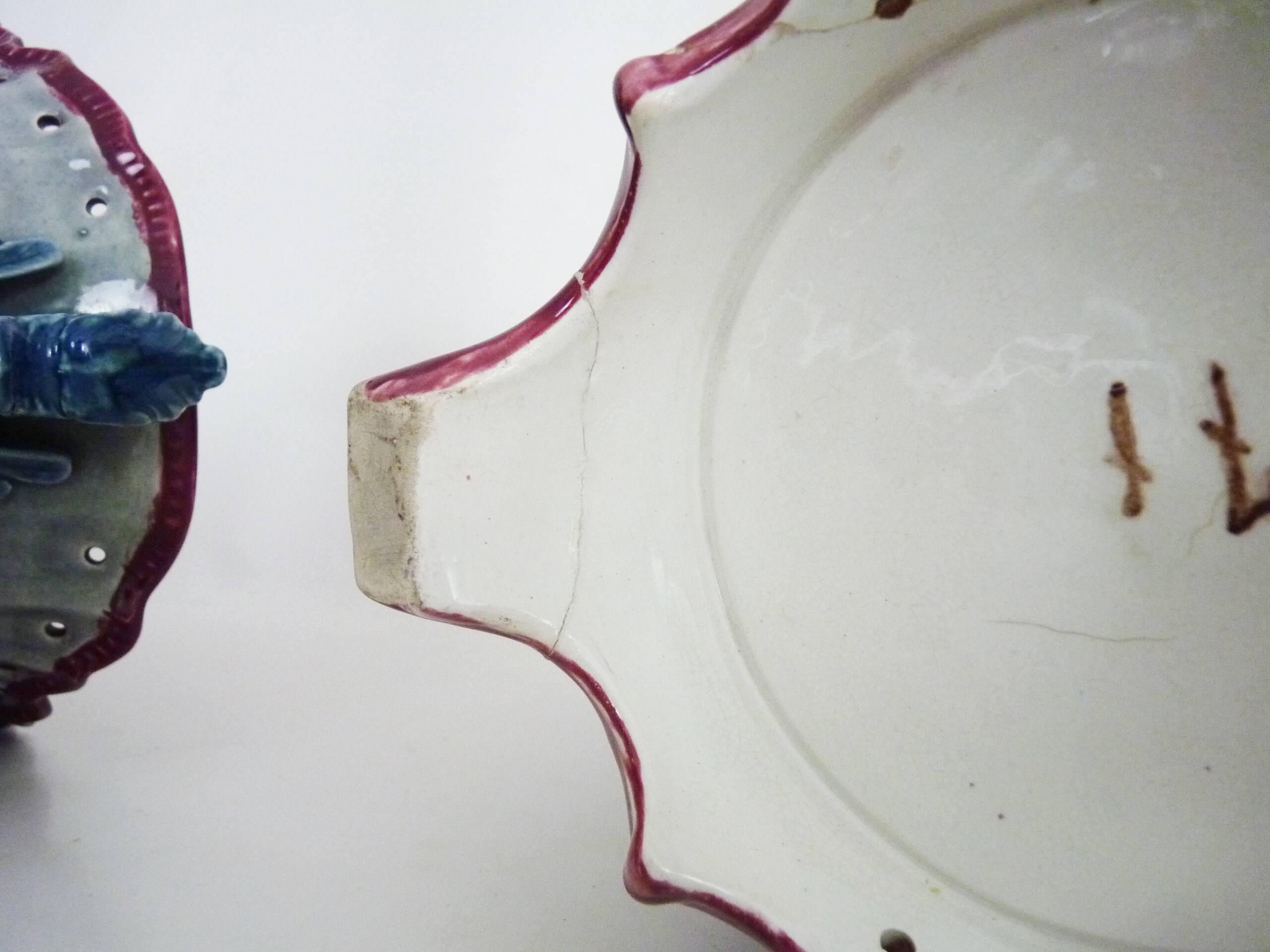 Pair of antique Art Nouveau dragon slip planters