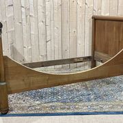 19th century Empire sleigh bed in cherry wood - Bedding: 1m82x98cm