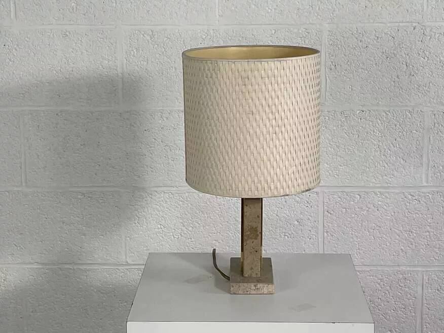 Lampe années 70 en travertin et laiton