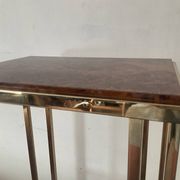 Belgochrom OR 23K side table and elm magnifying glass from the 1970s.