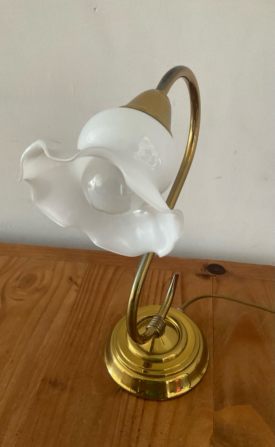 Vintage brass and opaline lamp