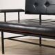 Vintage "Daybed" sofa bench in metal and imitation leather, 1950