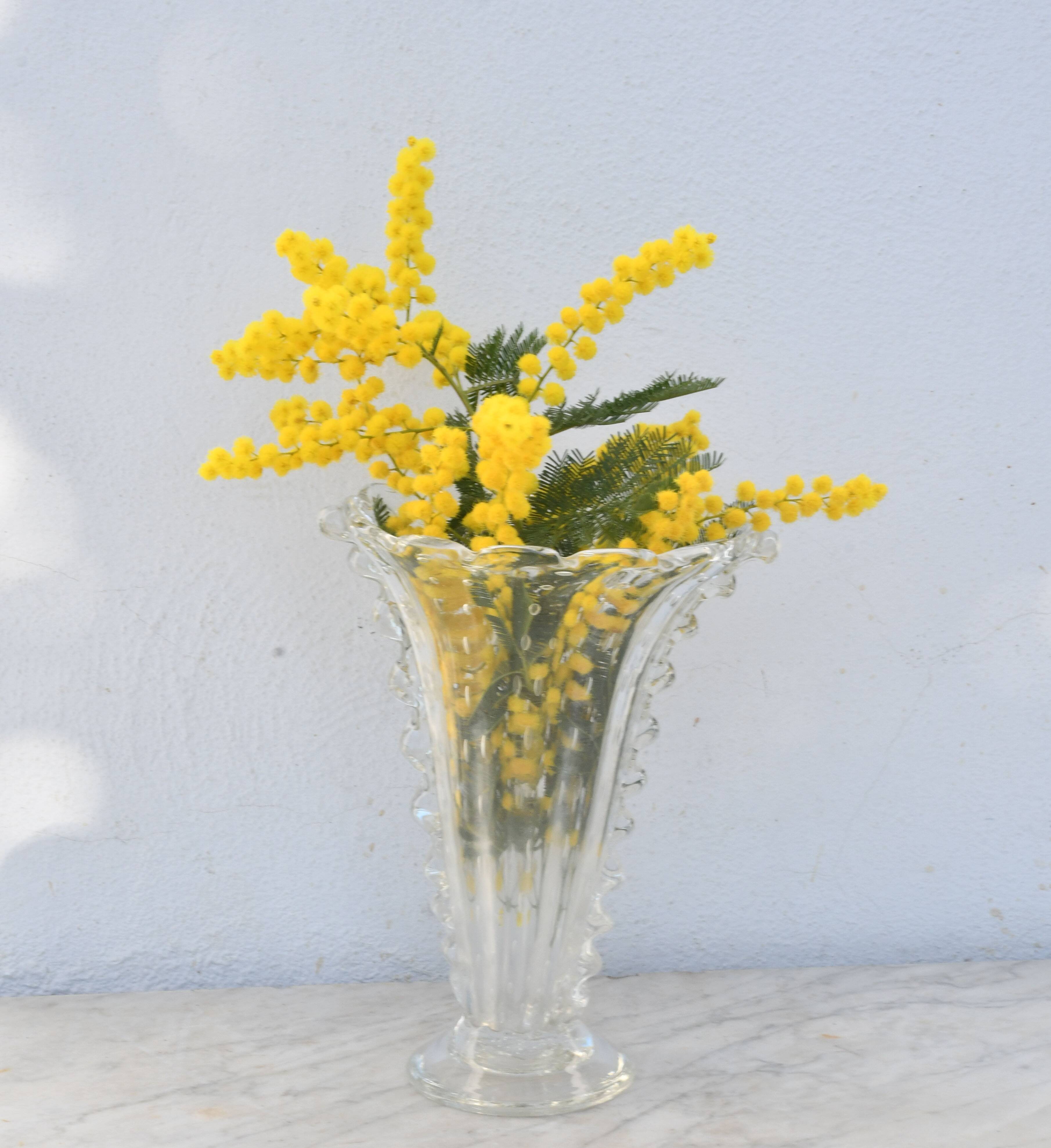 Art Deco Murano Bullicante Vase by Barovier & Toso, 1950s