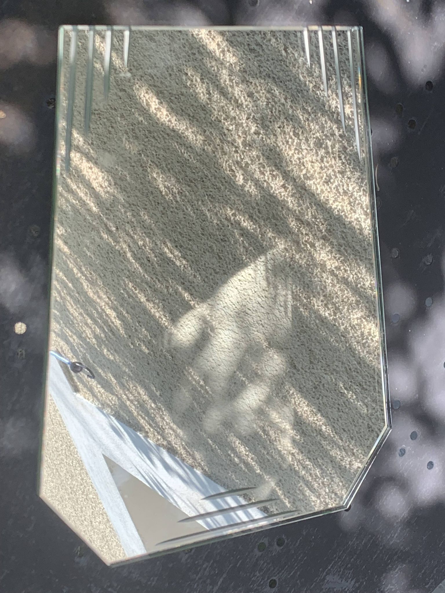 Miroir, centre de table, à poser, biseaute et ciselé, art deco