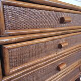 Vintage rattan chest of drawers