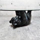Unique Sculptural Black Bear Coffee Table, 1970s