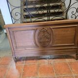 Old Louis XVI style oak headboard, 144cms L