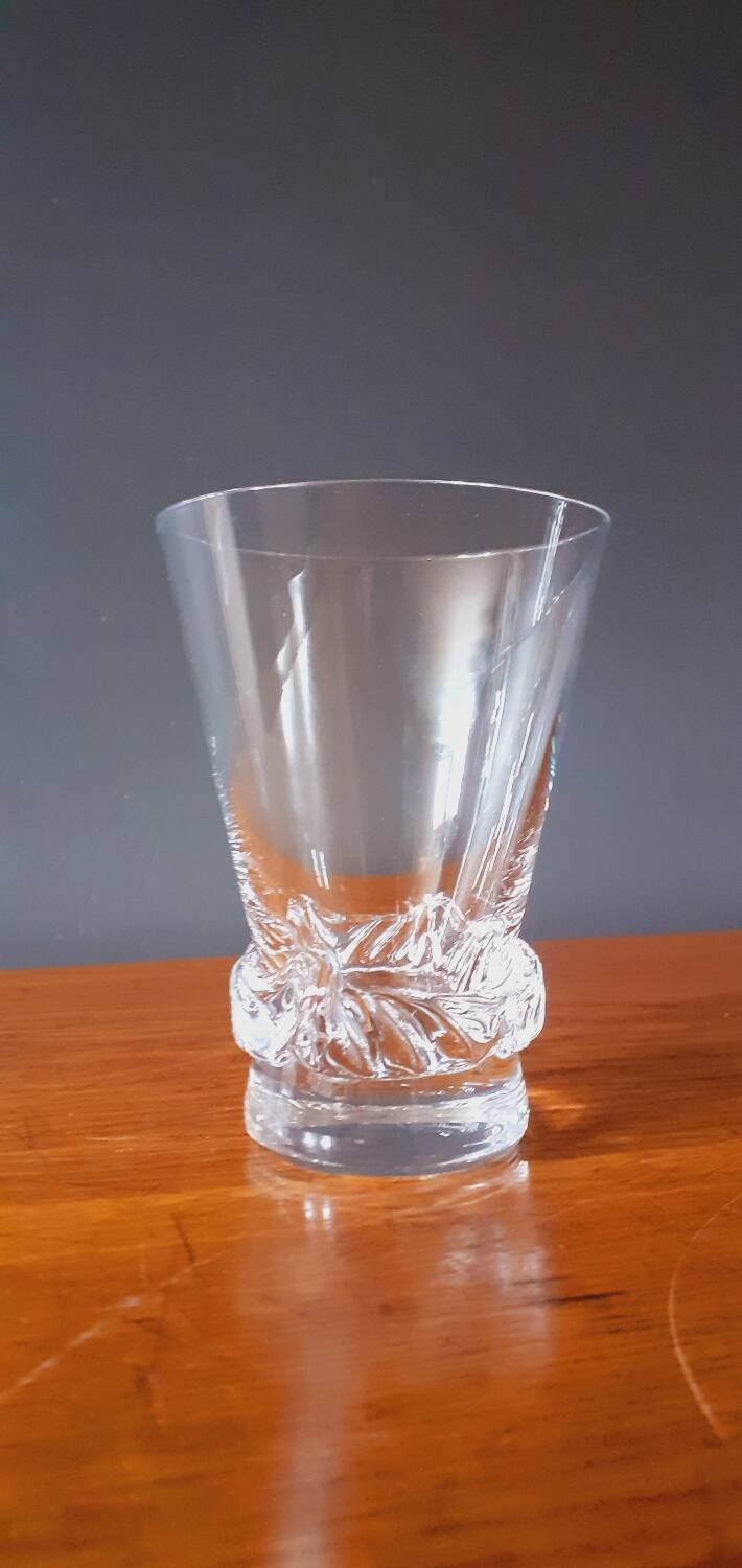 2 wine glasses from the 1950s in crystal by Daum, Sorcy model