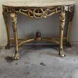 Hollywood Regency Console - Gilded Wood and Marble