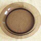 Set of 6 Vereco smoked glass dinner plates