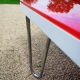 Table "floating" Space age 1970 Red Glass and Dove Tail - 140x80cm