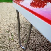Table "floating" Space age 1970 Red Glass and Dove Tail - 140x80cm
