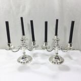 Pair of silver bronze candelabras