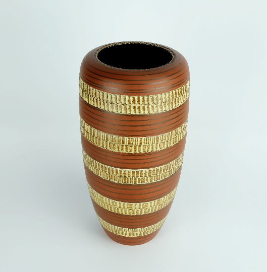 West german mid century vase duemler & breiden model 166 30 relief and stripe decor 1950s 1960s wgp