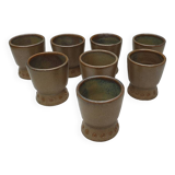 8 verres mazagrans en grès vintage 1970