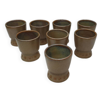 8 mazagran glasses in vintage stoneware 1970