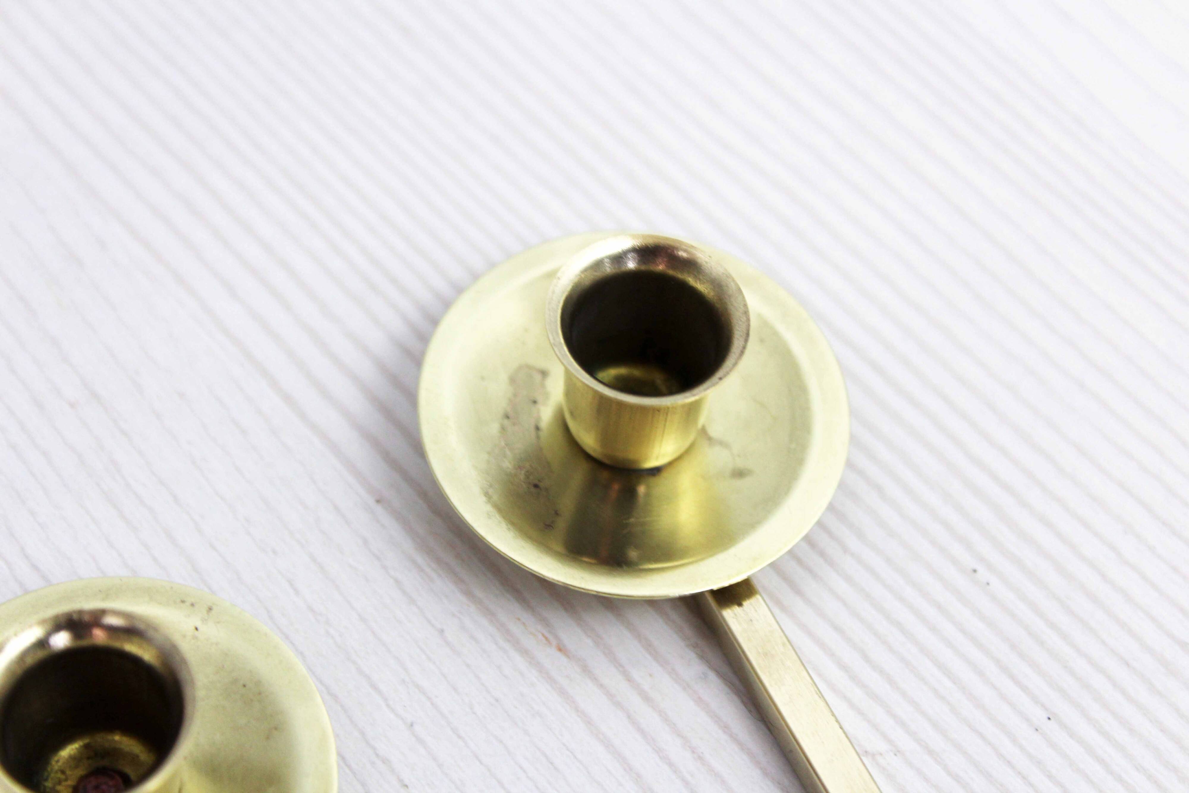 Margareta candle holder by Lars Holmström, brass accordion candle holder 1950