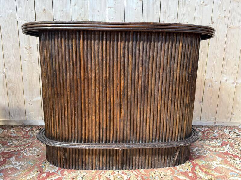 Comptoir de bar en rotin des années 1960