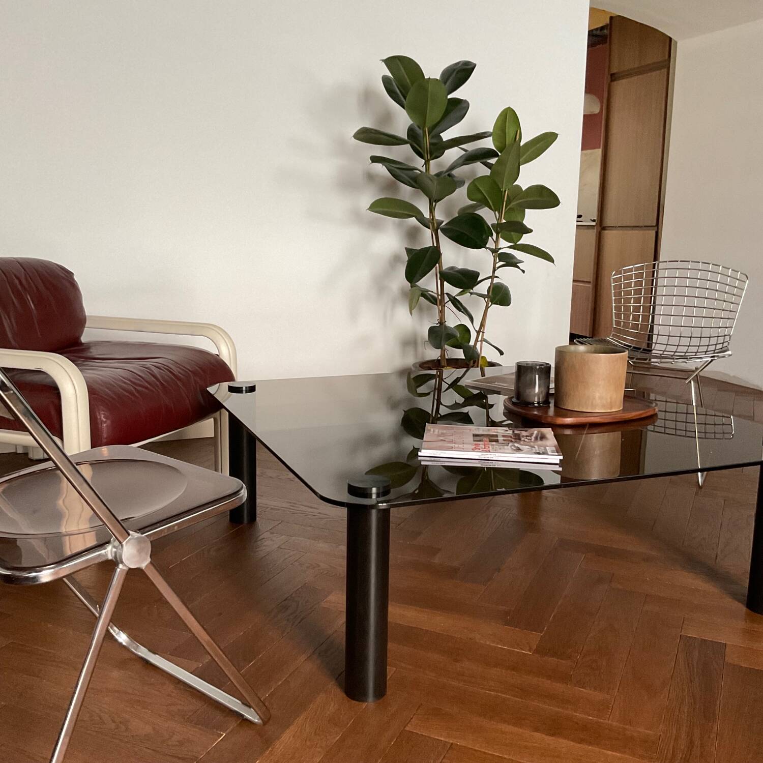 Habitat vintage smoked glass coffee table