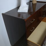 Walnut lace-up vintage chest of drawers