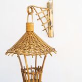 rattan wall lamp for hanging plant