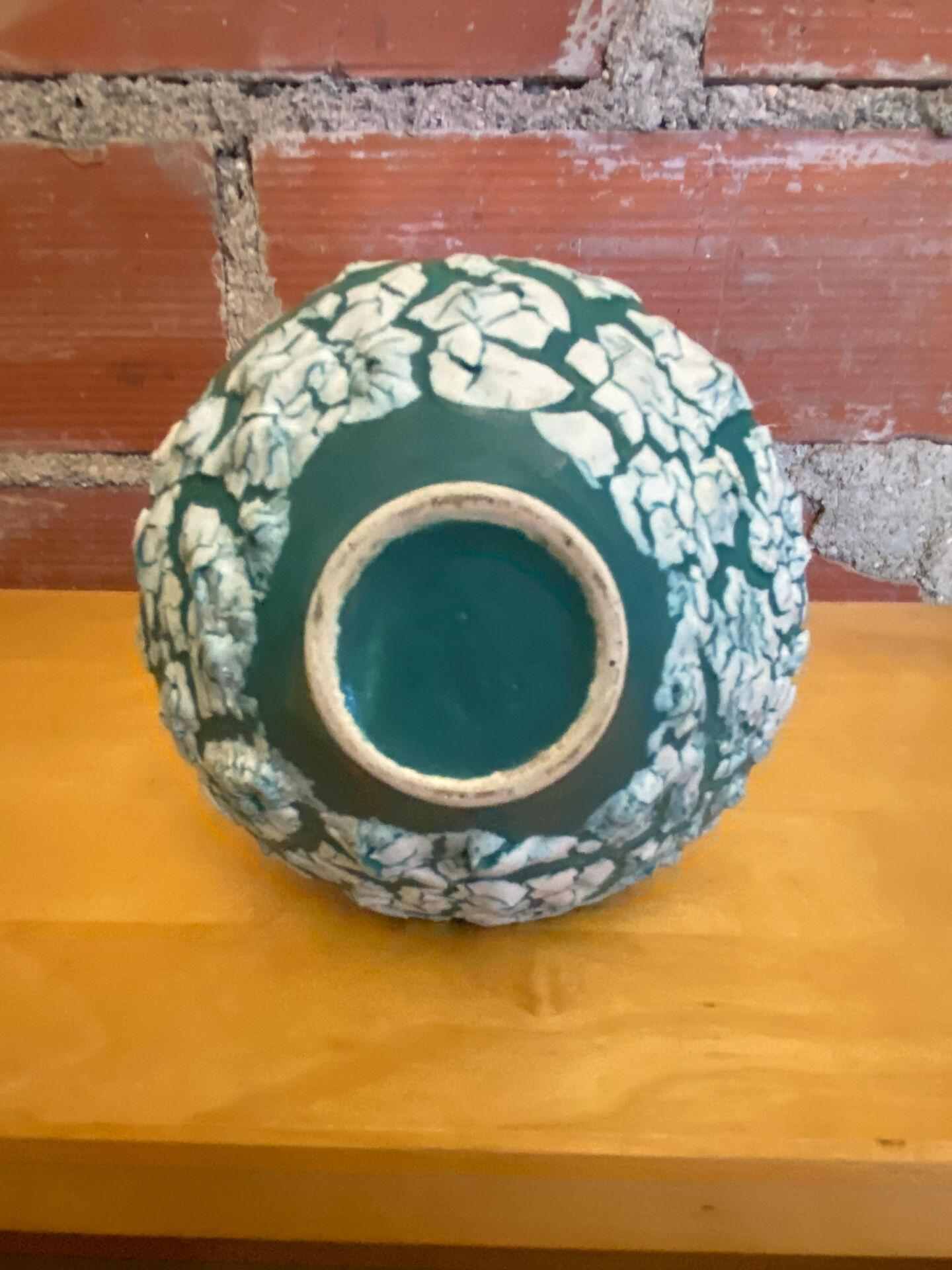 Ancient Vase CYCLOPE Charles CART Ceramic Fat Lava Green + Blue Vintage