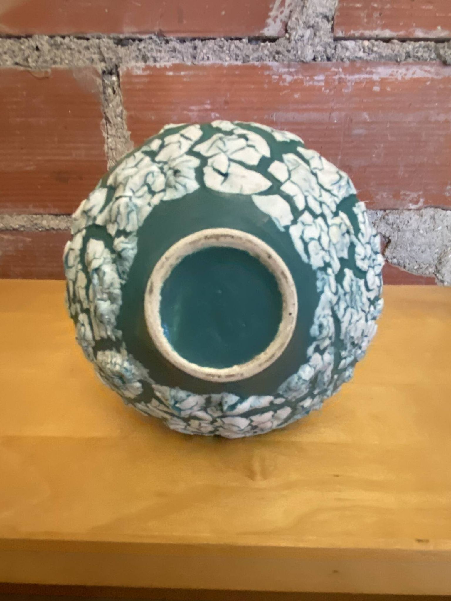 Ancient Vase CYCLOPE Charles CART Ceramic Fat Lava Green + Blue Vintage