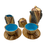 Vintage Vallauris Tea Service in Faux Bois by Grandjean-Jourdan