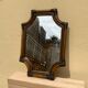 Large format retro decorative vintage wicker and rattan wood mirror
