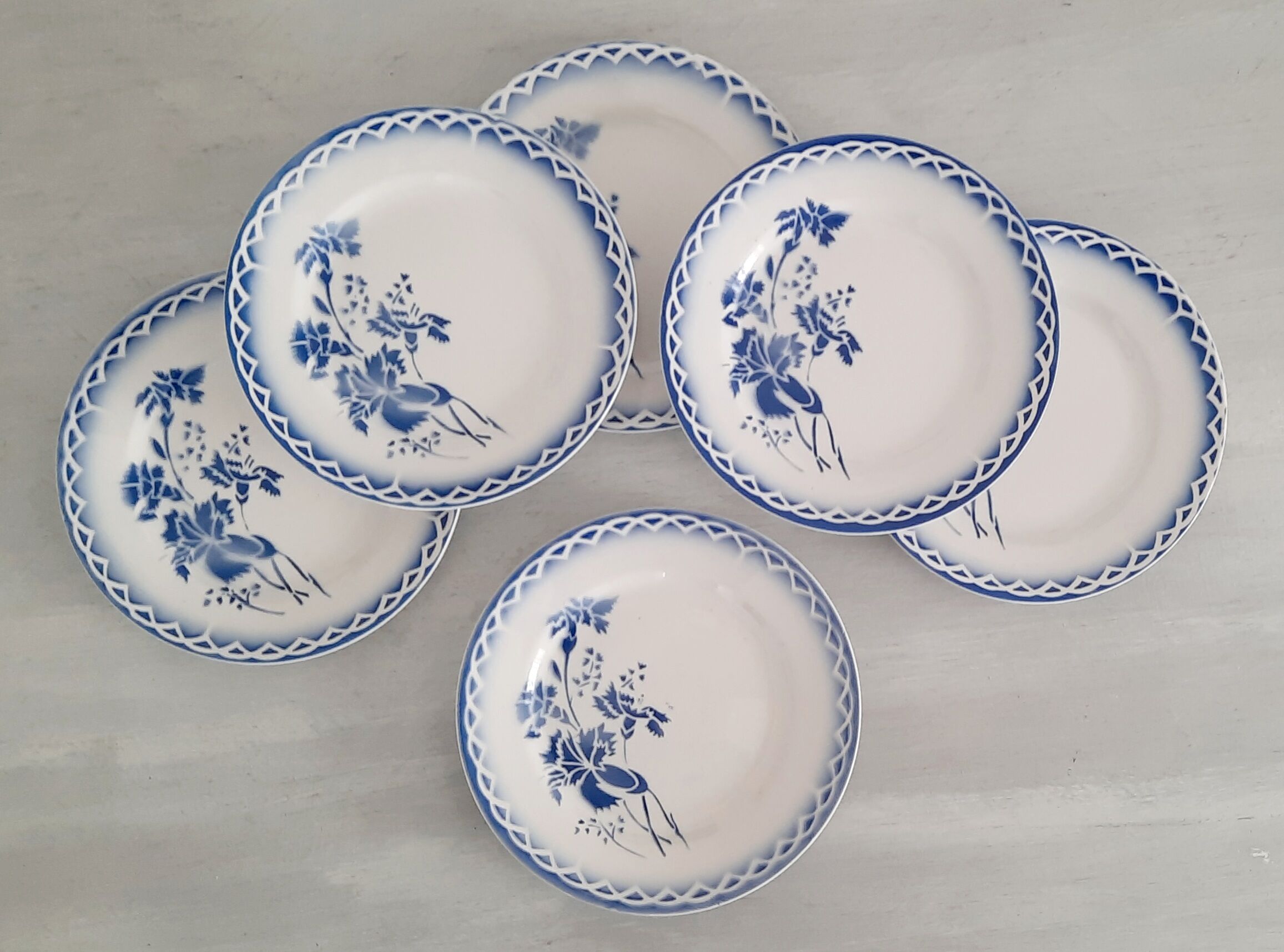 6 dessert or cheese plates in old earthenware Digoin Sarreguemines - Model Annick - Vintage