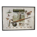 Tableau Image d'Épinal "La Pêche à la Mouche" Olivier Claudon